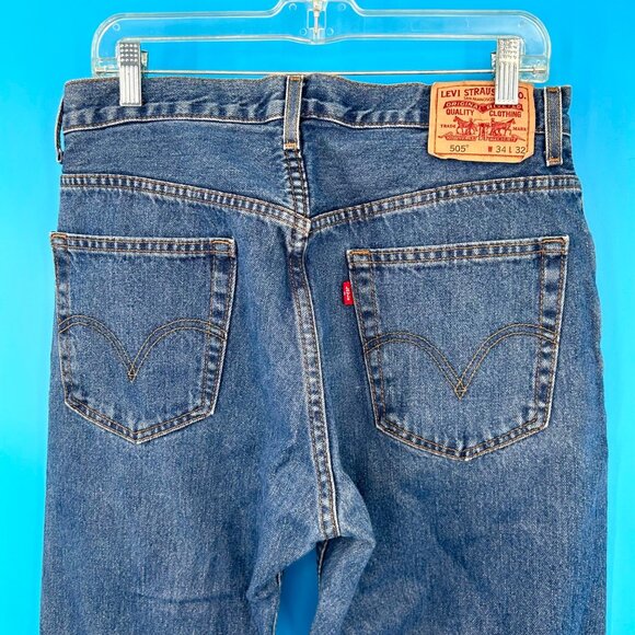 LEVIS 505 REGULAR FIT MENS BLUE DENIM JEANS W34 L32 Straight Leg! - Picture 7 of 7